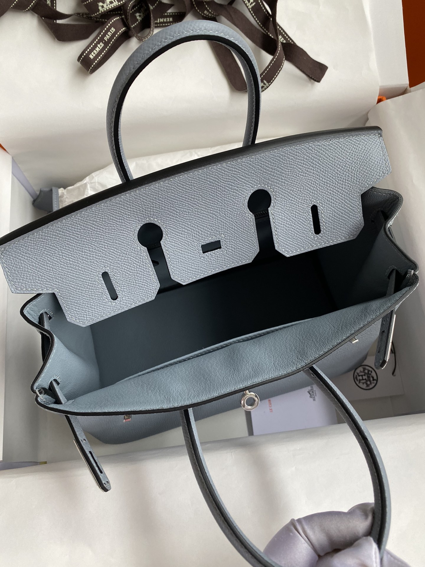 Replica Hermès Birkin Epsom Linen Blue Silver