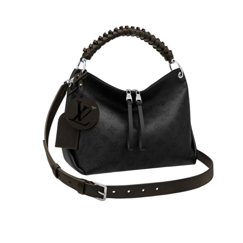 Louis Vuitton Beaubourg Hobo MM Mahina Perforated Leather Shoulder Bag Black 32cm M56073