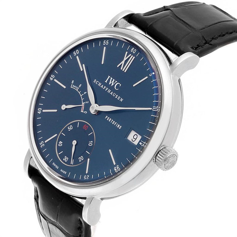 IWC Portofino 8 Days Power Reserve Blue Dial Steel Mens Watch IW510106