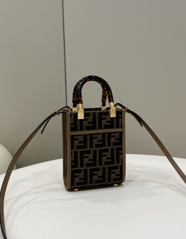 Replica Fendi Mini Tote Brown Canvas