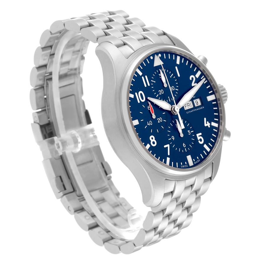 IWC Pilot Le Petit Prince Blue Dial Steel Chronograph Mens Watch IW377717
