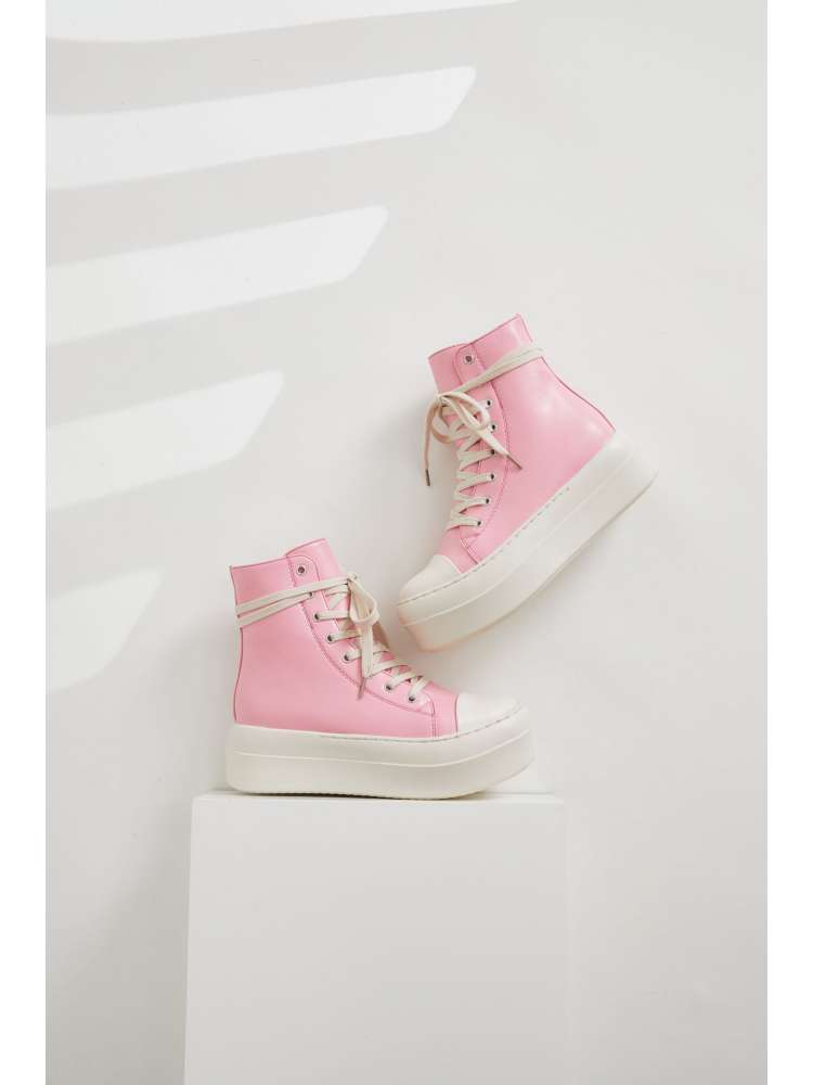 PU Lace Up Platform Heels Sneaker