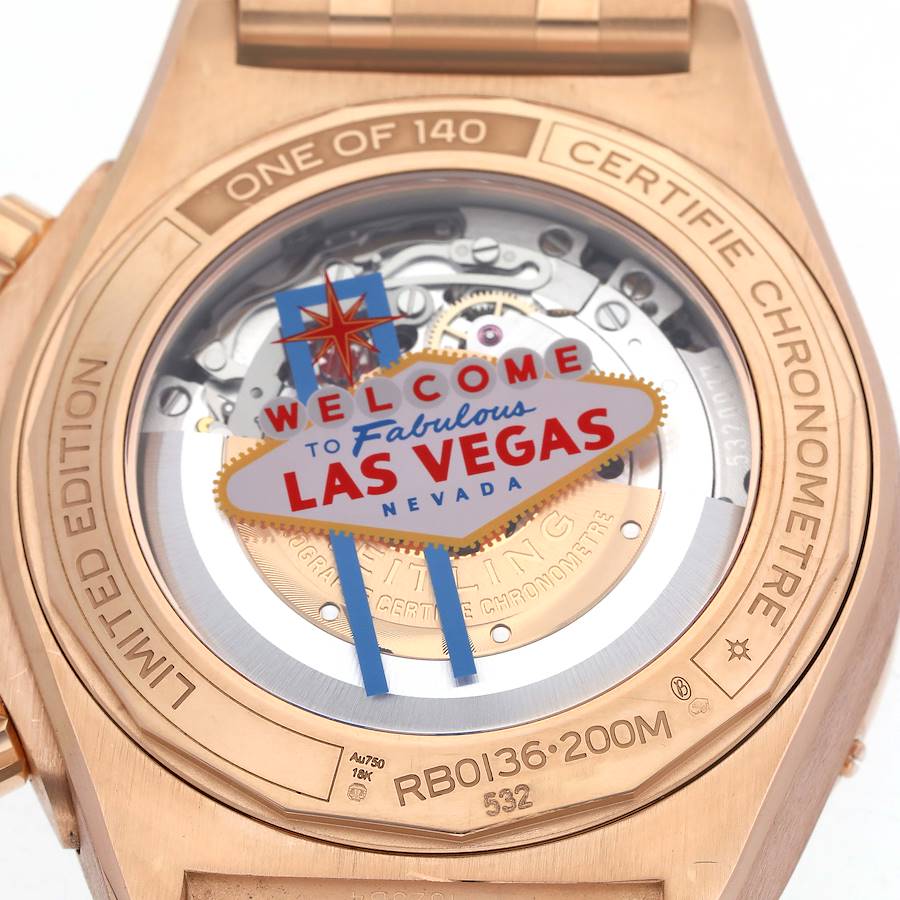 Breitling Chronomat B01 Rose Gold Las Vegas Limited Edition Mens Watch RB0136
