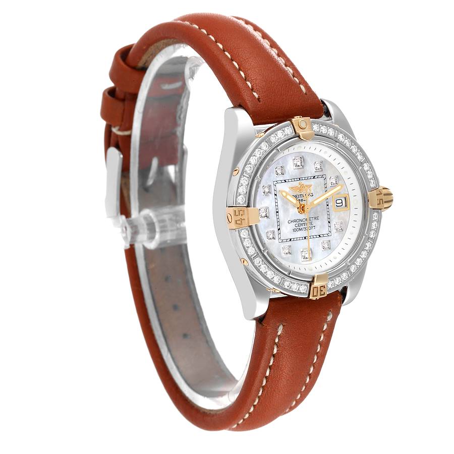 Breitling Cockpit Steel Yellow Gold Diamond Bezel MOP Dial Ladies Watch B71356