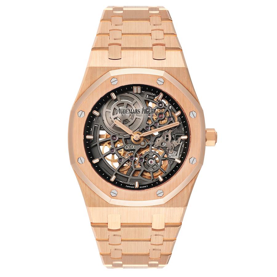 Audemars Piguet Royal Oak Jumbo Ultra -Thin Openworked 50th Anniversary Rose Gold Mens Watch 16204OR
