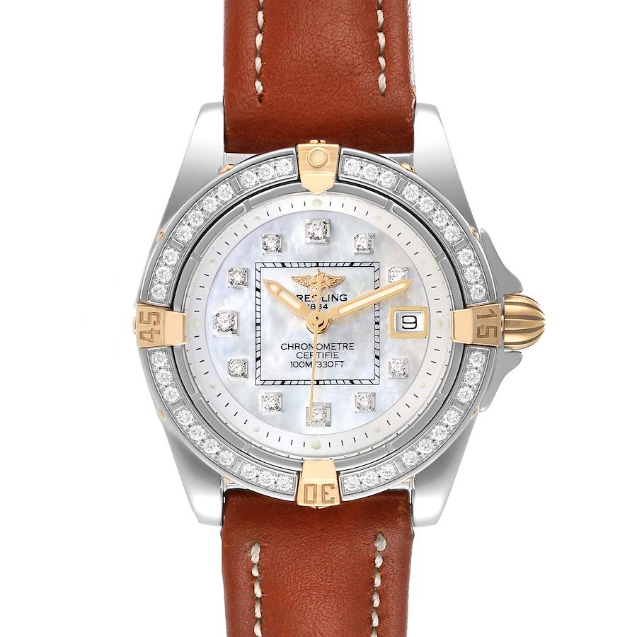 Breitling Cockpit Steel Yellow Gold Diamond Bezel MOP Dial Ladies Watch B71356