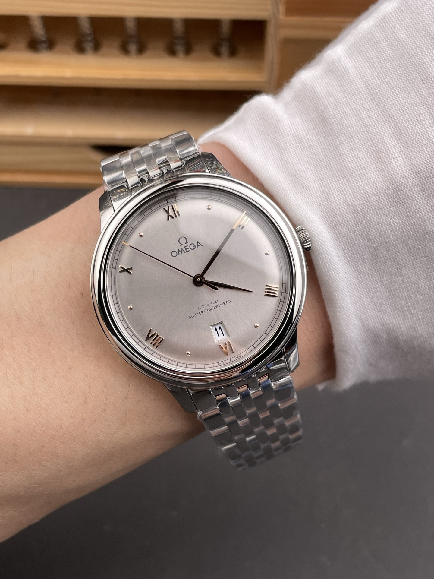 De Ville Gold Needle Silver Dial
