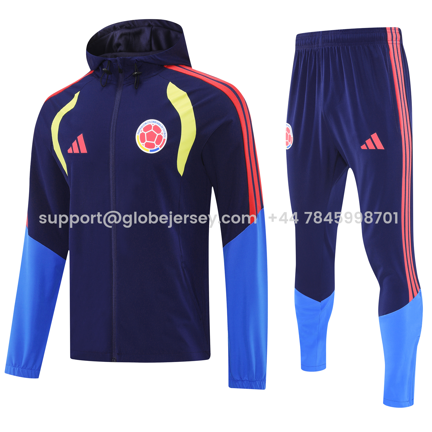 Colombia 2026 Hooded Windbreaker Training Set - Dark Blue and Pants