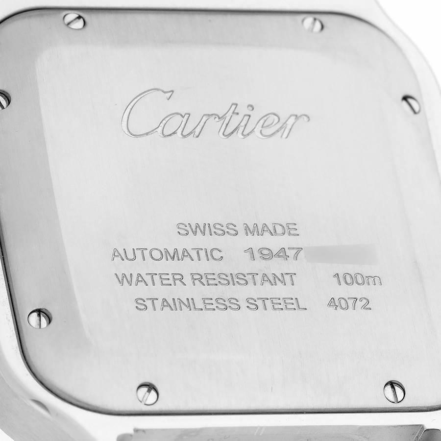Cartier Santos Large Steel PVD Bezel Silver Dial Mens Watch WSSA0047
