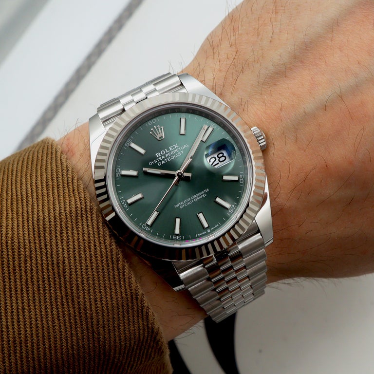 Rolex Datejust 41 Mint Green Dial Steel & White Gold m126334-0028