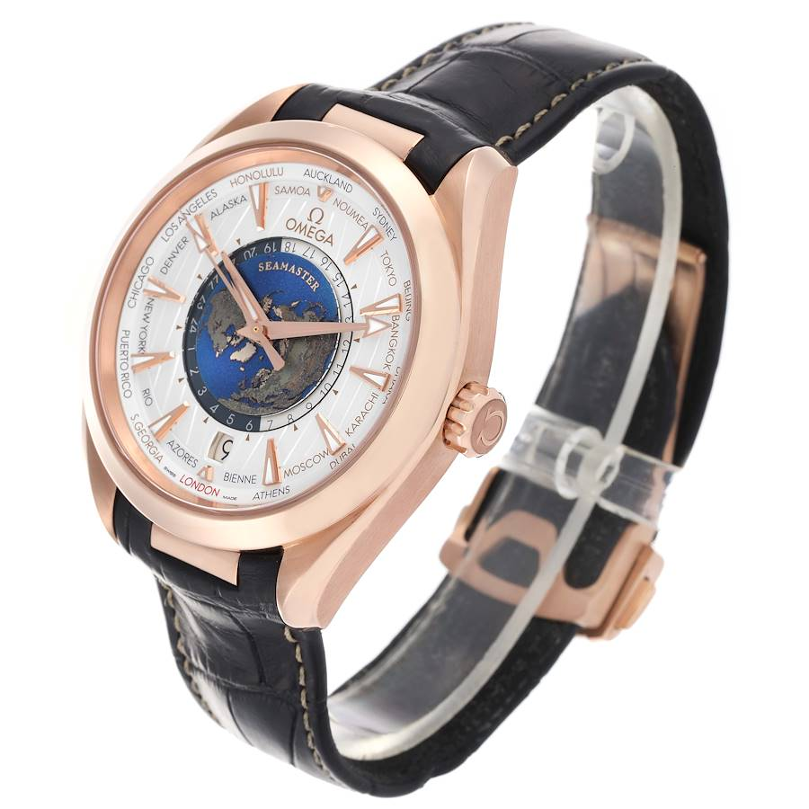 Omega Aqua Terra 43 Worldtimer Rose Gold Mens Watch 220.53.43.22.02.001
