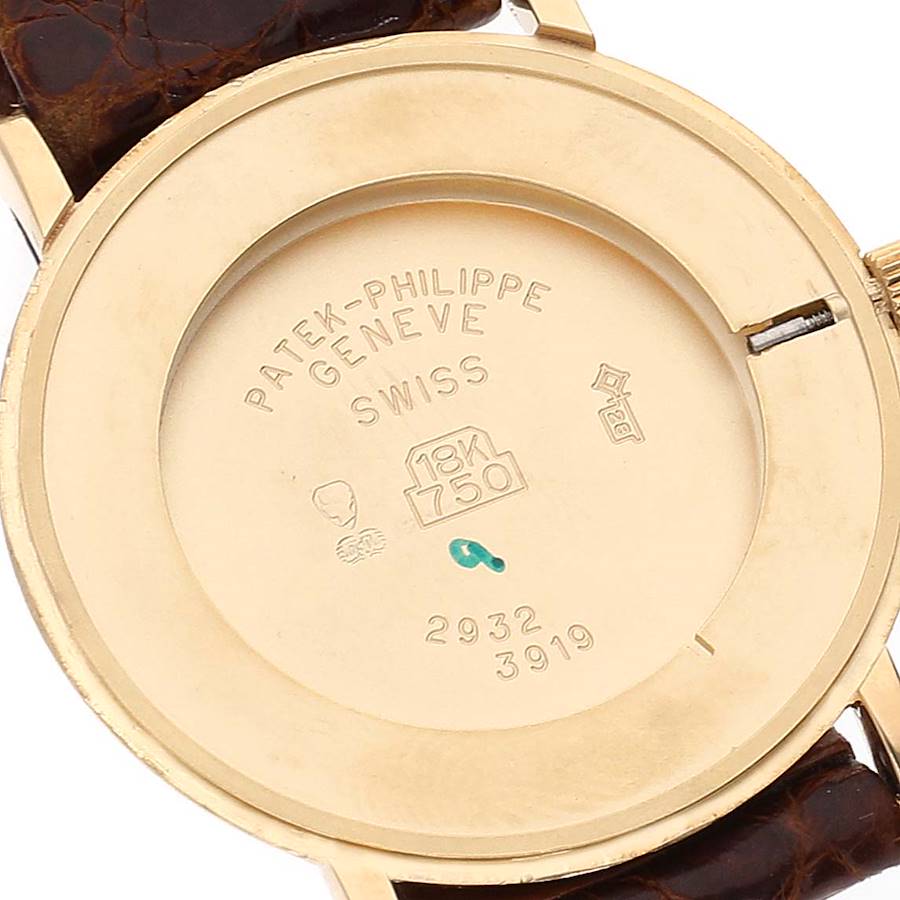 Patek Philippe Calatrava 18k Yellow Gold Brown Strap Mens Watch 3919