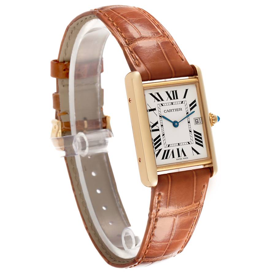 Cartier Tank Louis Yellow Gold Leather Strap Mens Watch W1529756