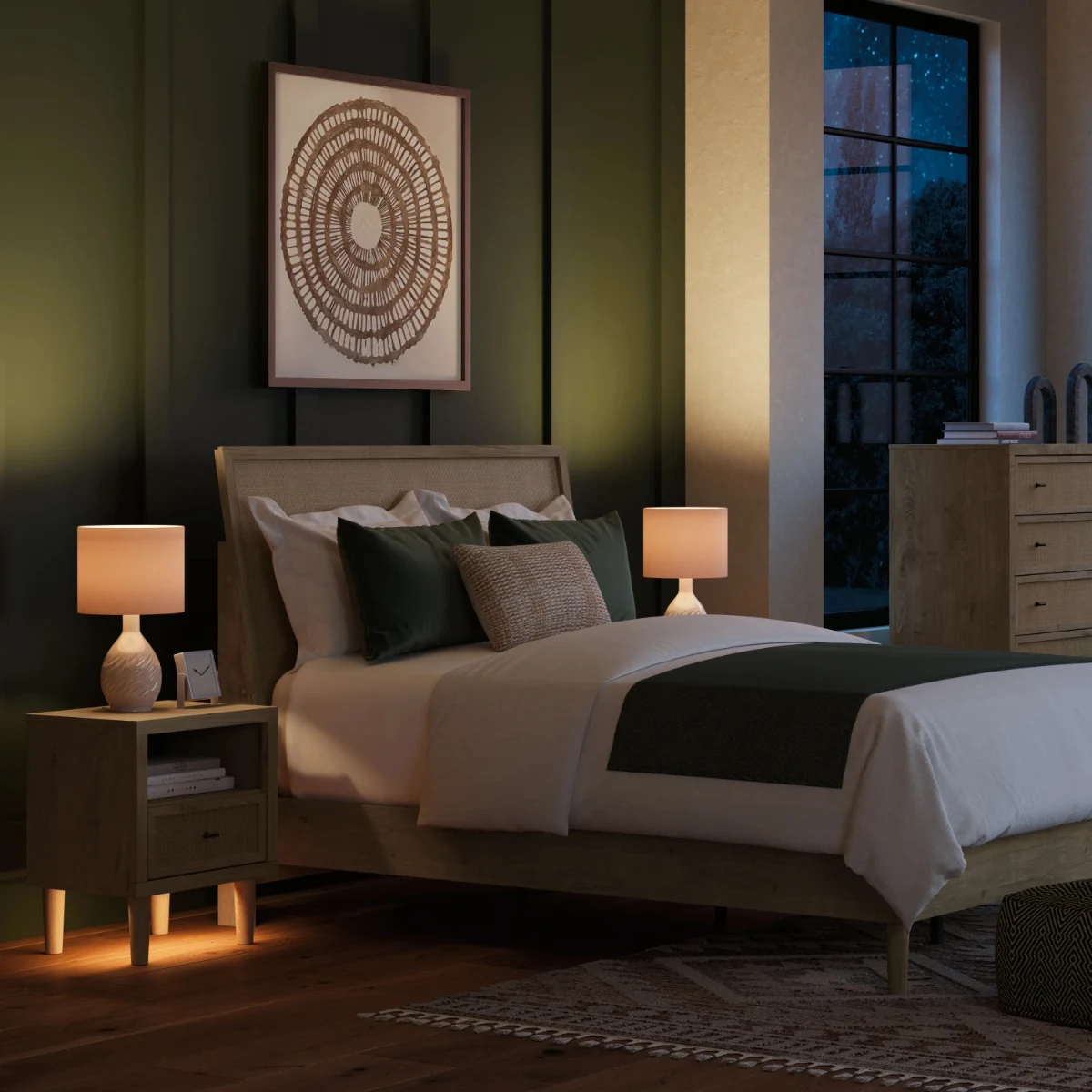 Modern Beige Wood Night Stand