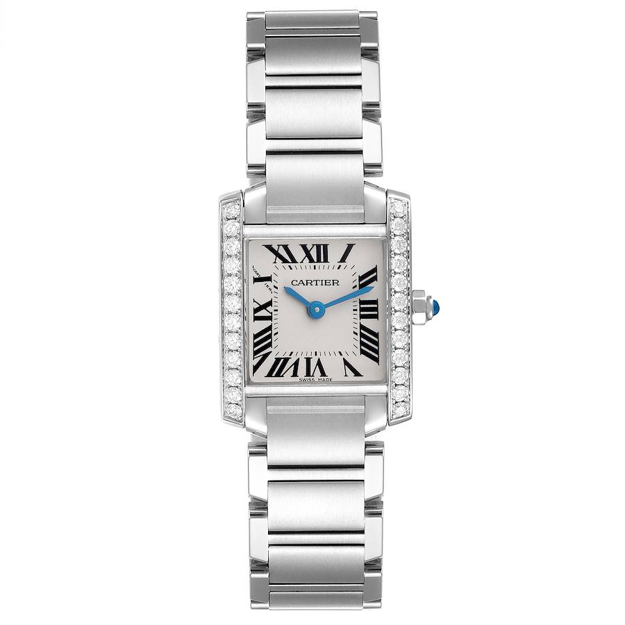 Cartier Tank Francaise Small Steel Diamond Bezel Ladies Watch W4TA0008