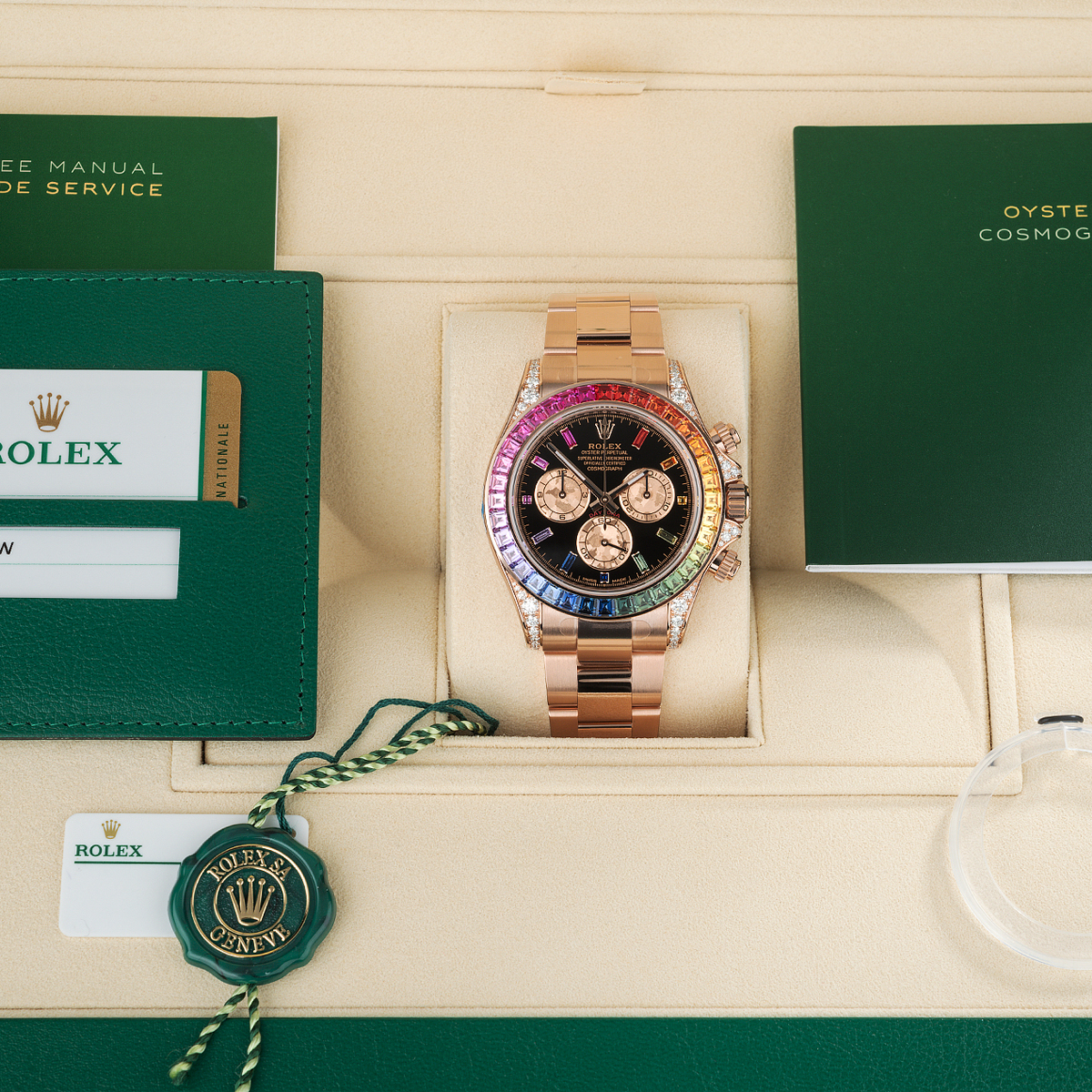 ​Rollie-The Crown Cosmograph Daytona 116595RBOW 40mm Everose Gold Rainbow Sapphire Watch