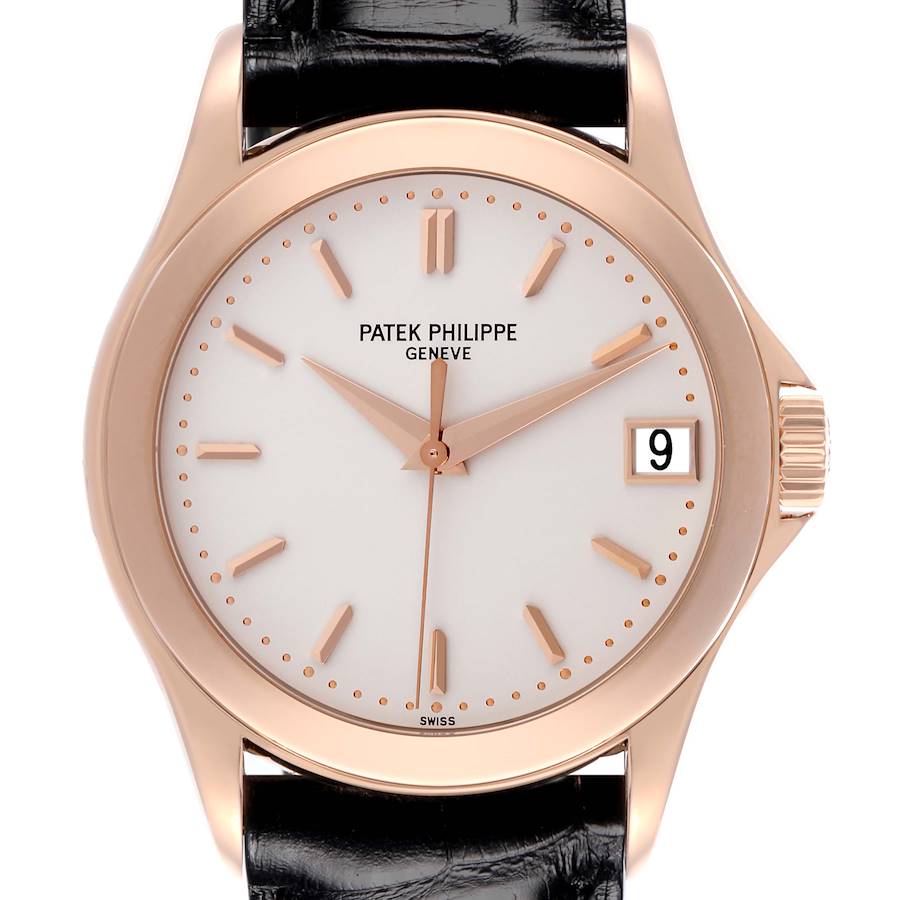 Patek Philippe Calatrava 18k Rose Gold Silver Dial Mens Watch 5107R