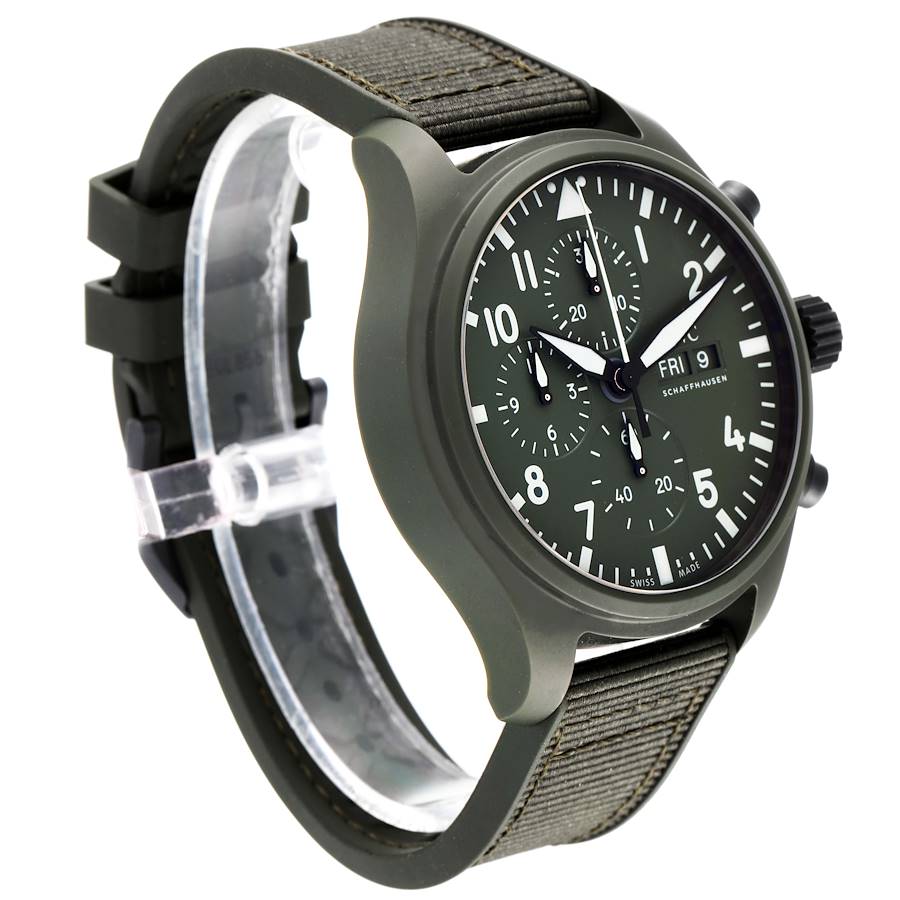 IWC Pilot Top Gun Chronograph Green Ceramic Dial Mens Watch "Woodland" IW389106