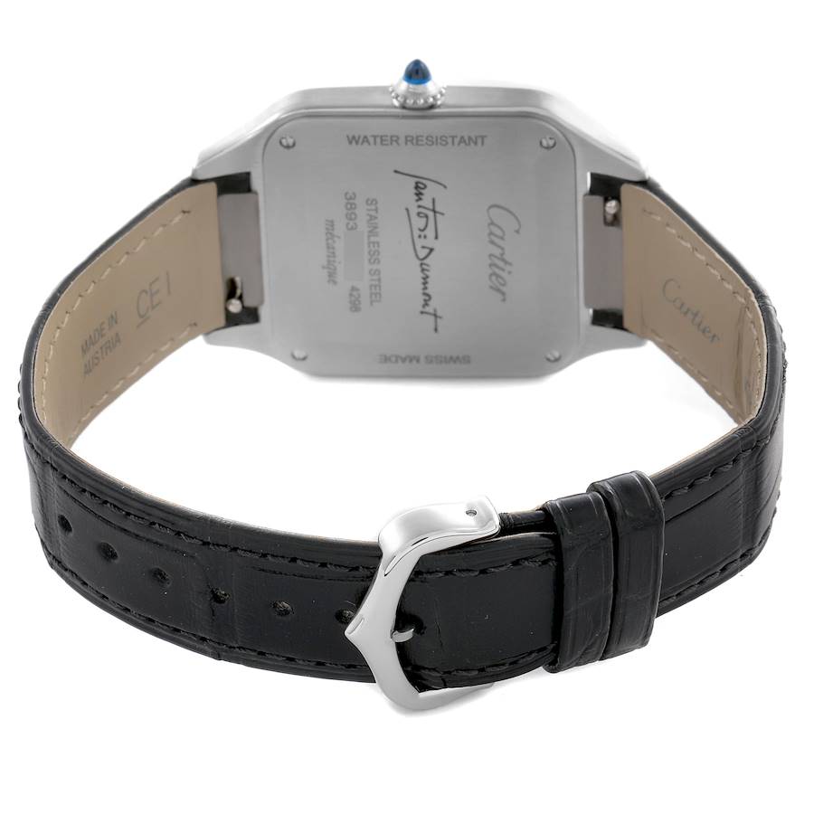 Cartier Santos Dumont Large Black Strap Steel Mens Watch WSSA0046 Unworn