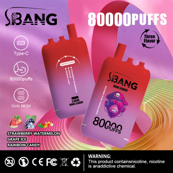 Bang Leader 80K Puffs 3-in-1 Prefilled Vape Device - 3 Flavours, Rechargeable, 850mAh