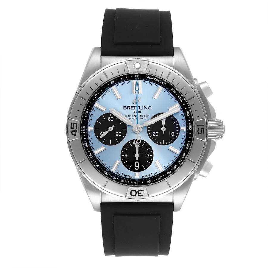 Breitling Chronomat B01 Ice Blue Dial Steel Mens Watch PB0134