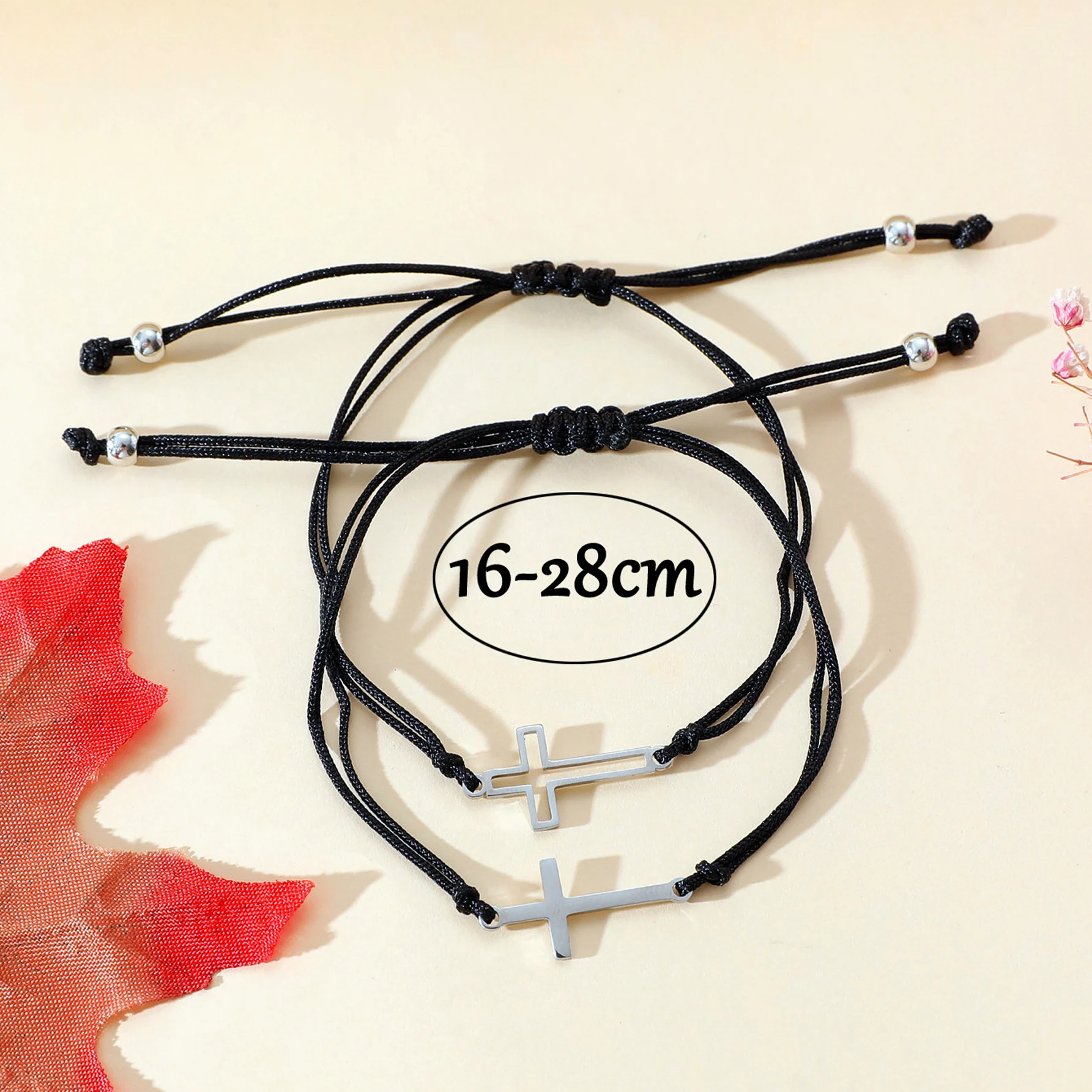 ✨Stainless steel hollow cross hand-woven bracelet