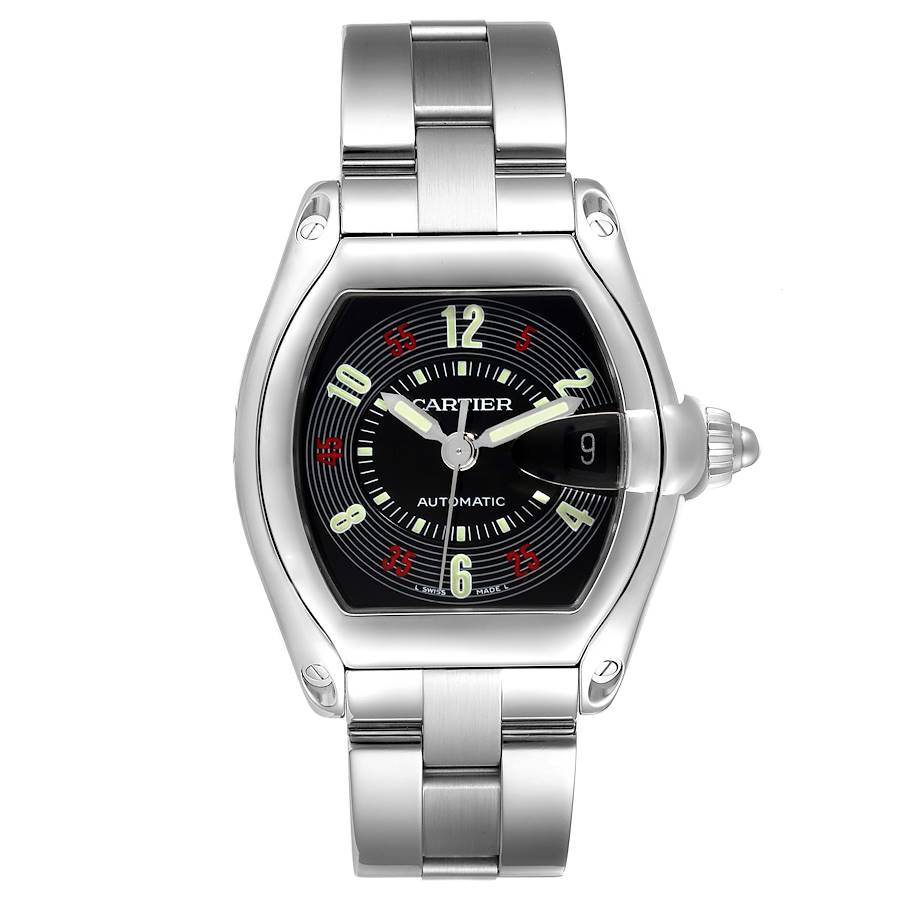 Cartier Roadster Vegas Roulette Red Green Steel Mens Watch W62002V3