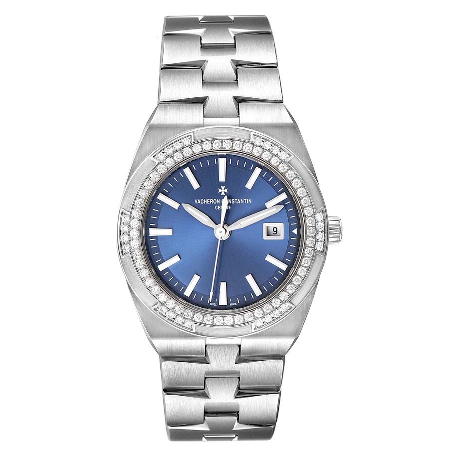Vacheron Constantin Overseas Blue Dial Diamond Steel Ladies Watch 1205V