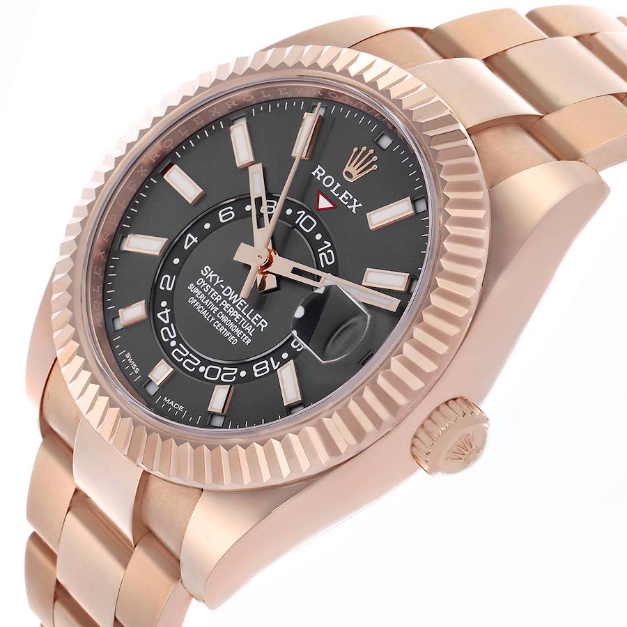 Rolex Sky-Dweller Rose Gold Slate Dial Mens Watch 326935