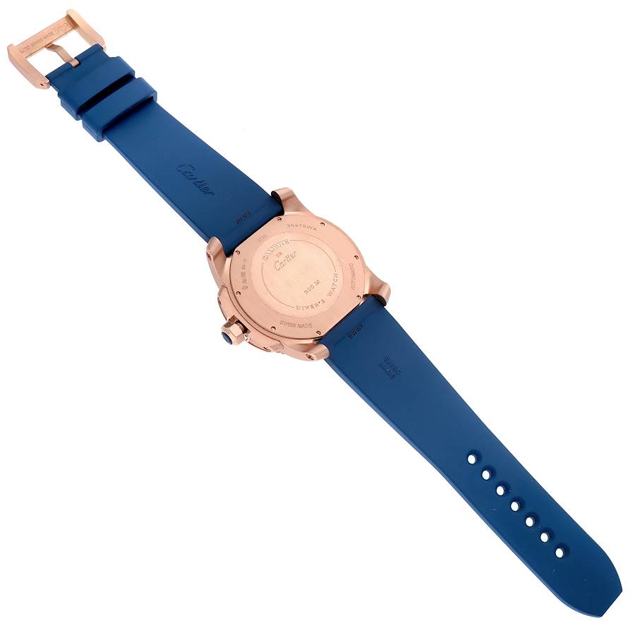 Cartier Calibre Rose Gold Blue Dial Automatic Mens Watch WGCA0010