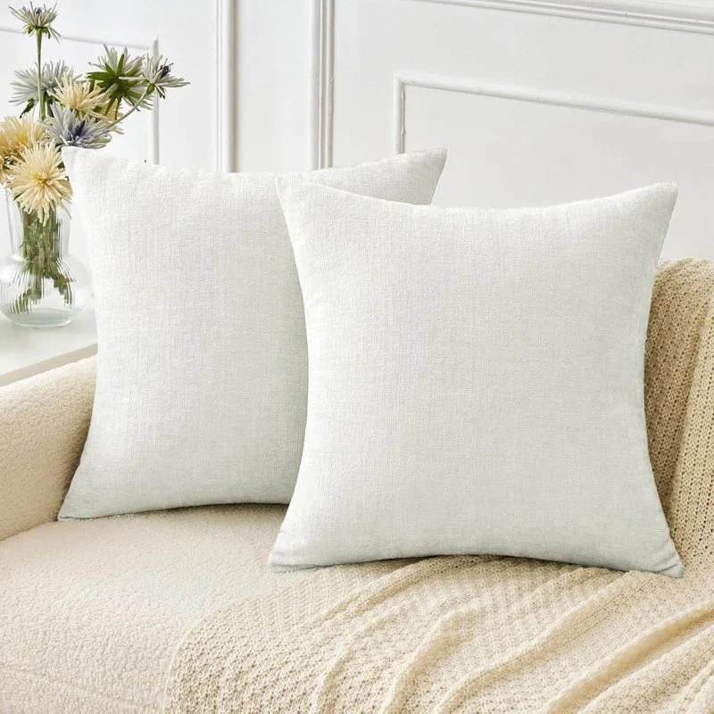 Soft Chenille Solid Dyed Pillow Covers (Pack of 2)