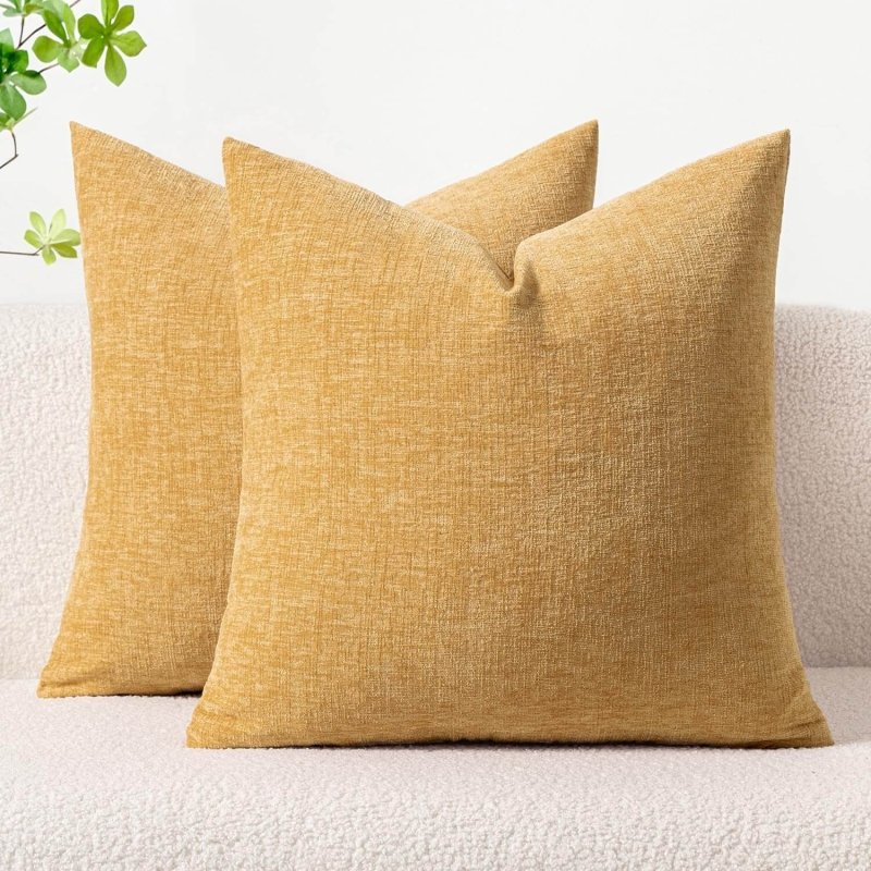 Soft Chenille Solid Dyed Pillow Covers (Pack of 2)