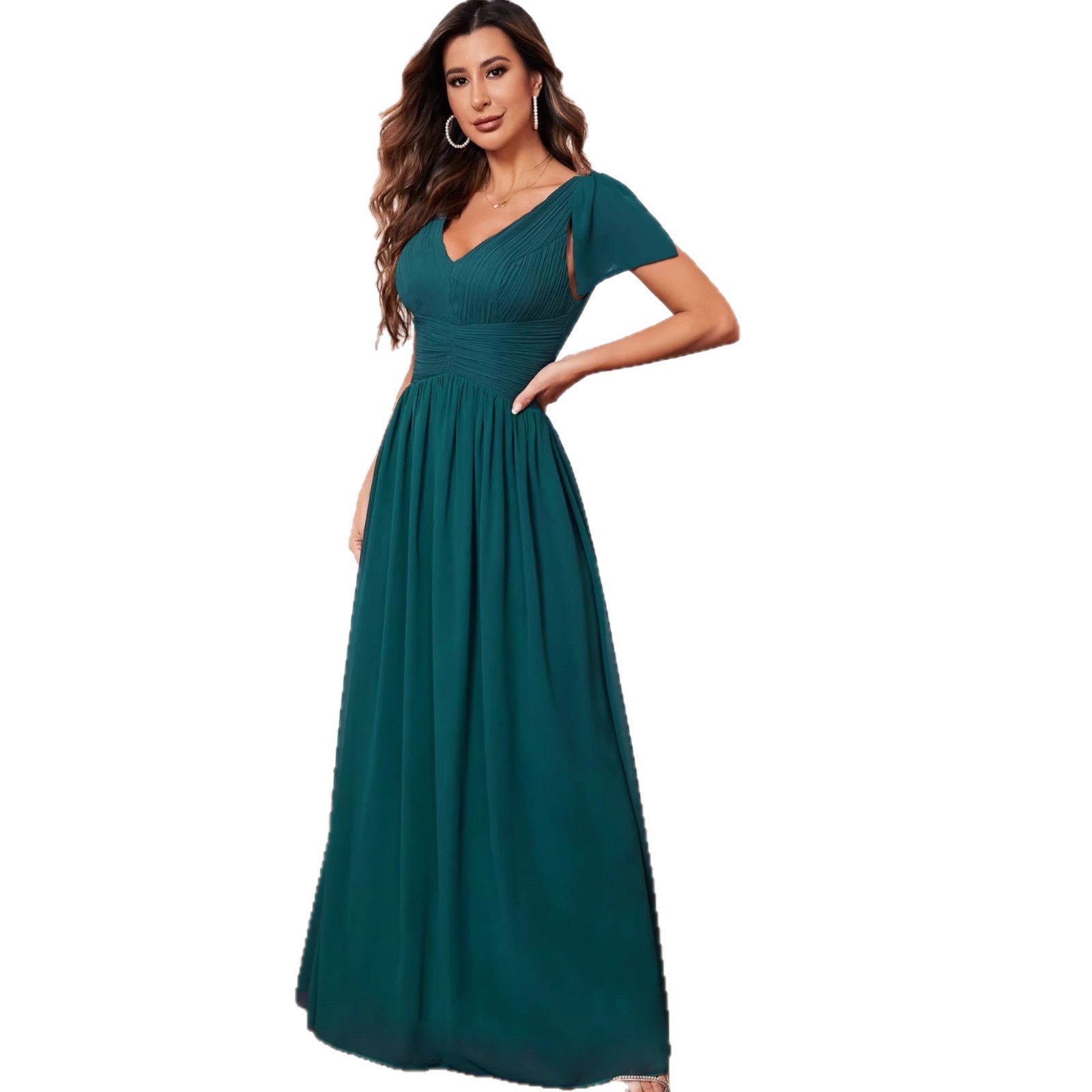 Women V-Neck Prom Bridesmaid Dress