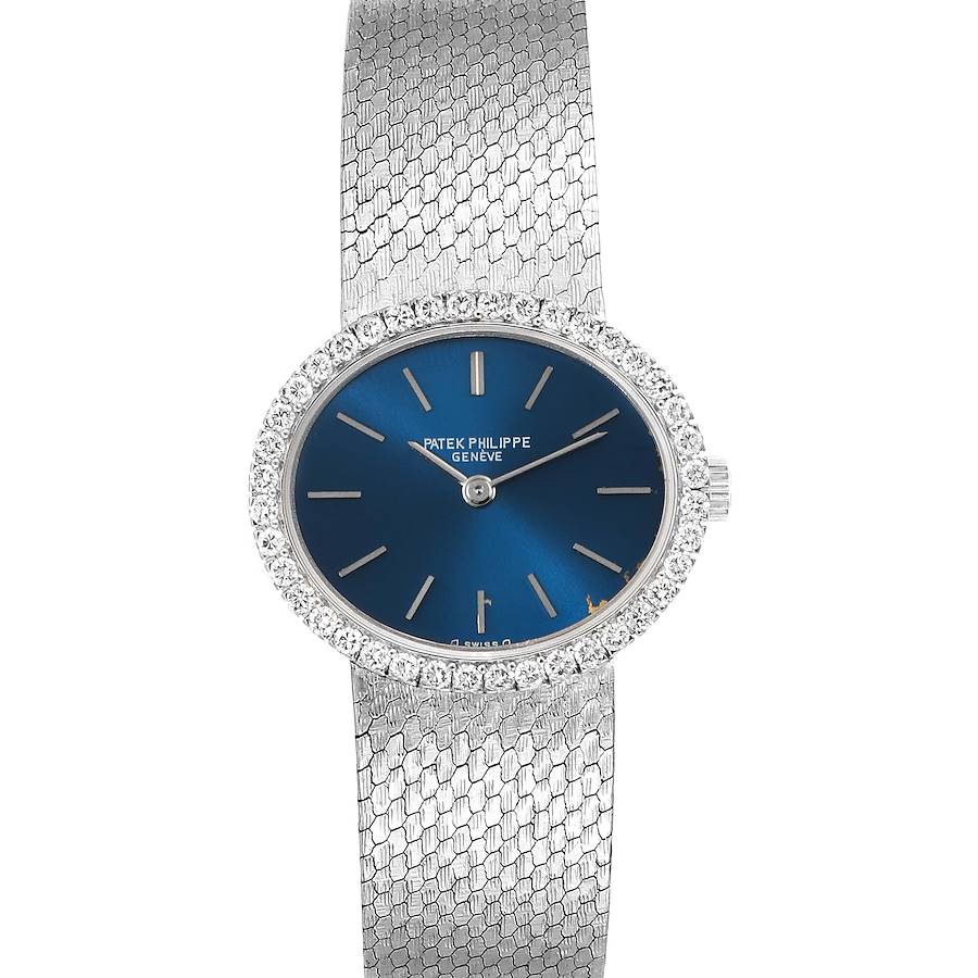 Patek Philippe Blue Dial White Gold Diamond Cocktail Ladies Watch 4175