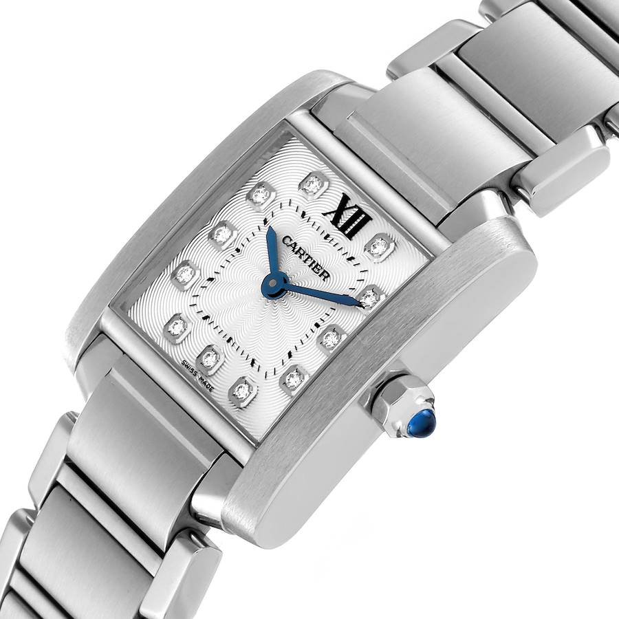 Cartier Tank Francaise Small Steel Diamond Dial Ladies Watch WE110006