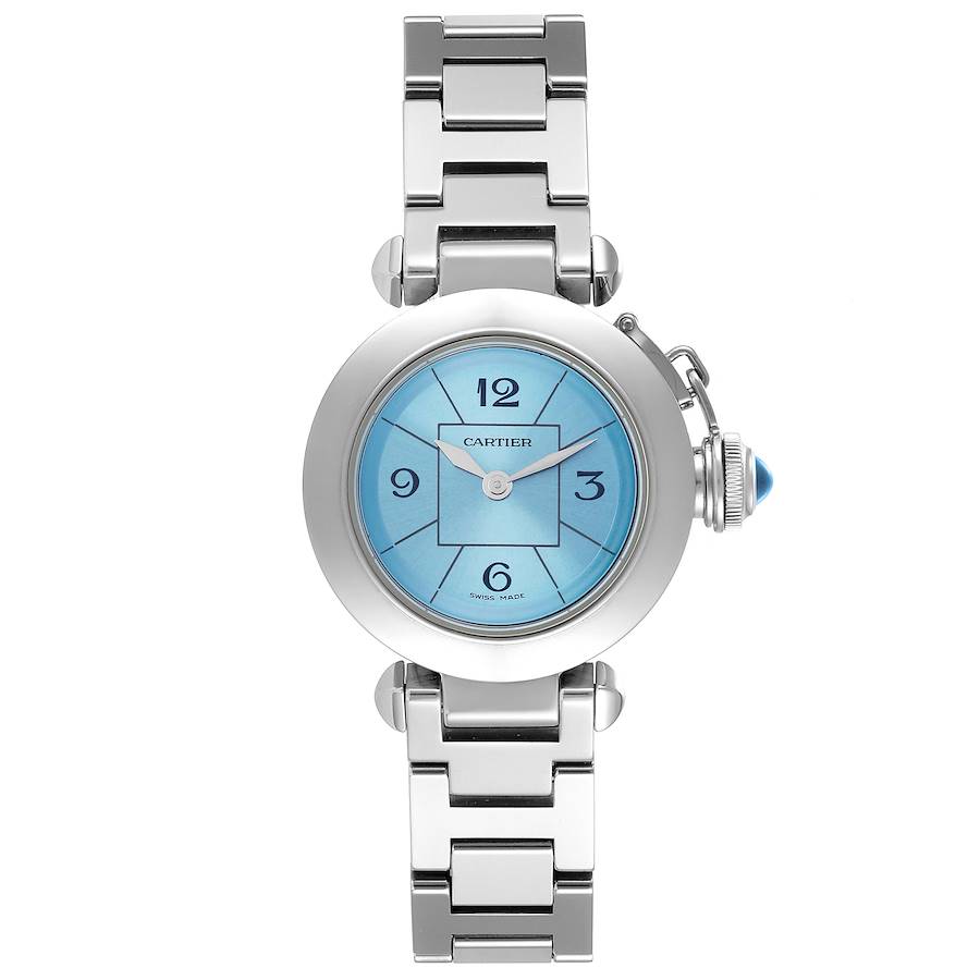 Cartier Miss Pasha 1st Anniversary Blue Dial Steel Ladies Watch W3140024