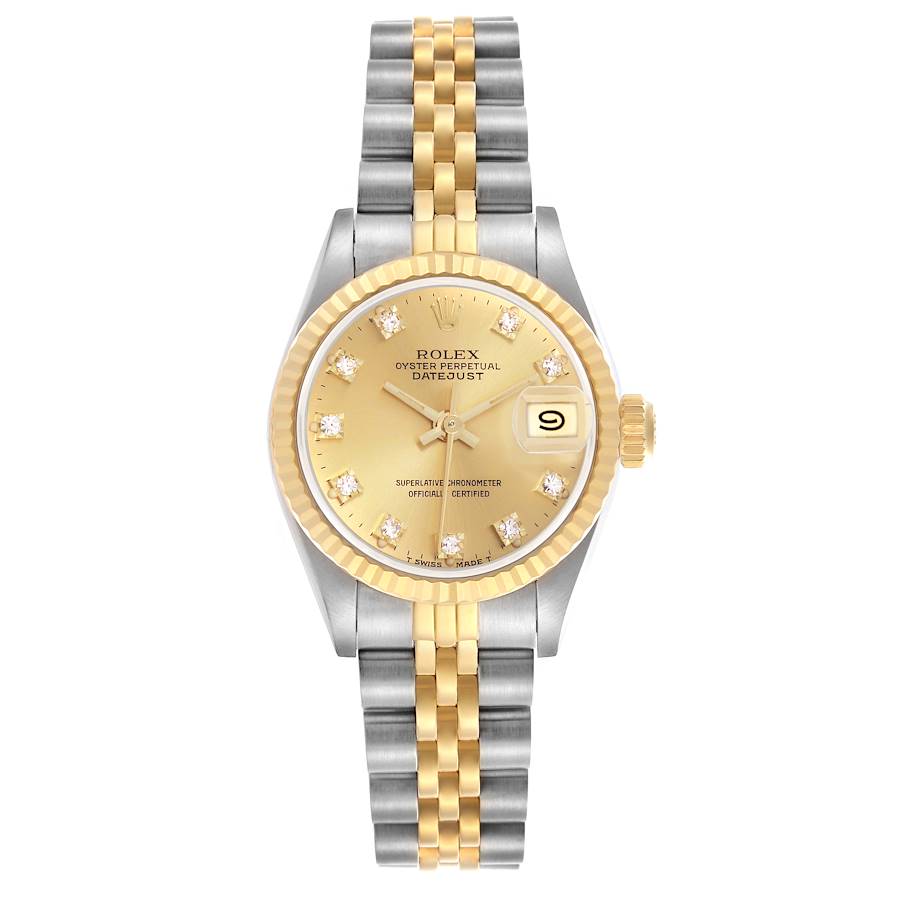 Rolex Datejust Steel Yellow Gold Diamond Dial Ladies Watch 69173