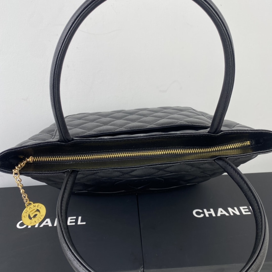 Chanel Medallion Tote Bag Black 30Cm