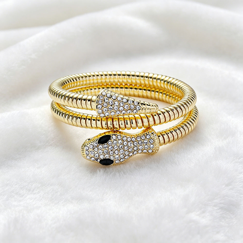 Iced Coiled Snake Bracelet - Spiritual Protection & Transformation Talisman