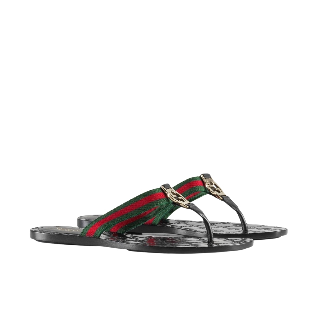 Gucci GG Thong Web Sandal Black 270374 H9020 8476