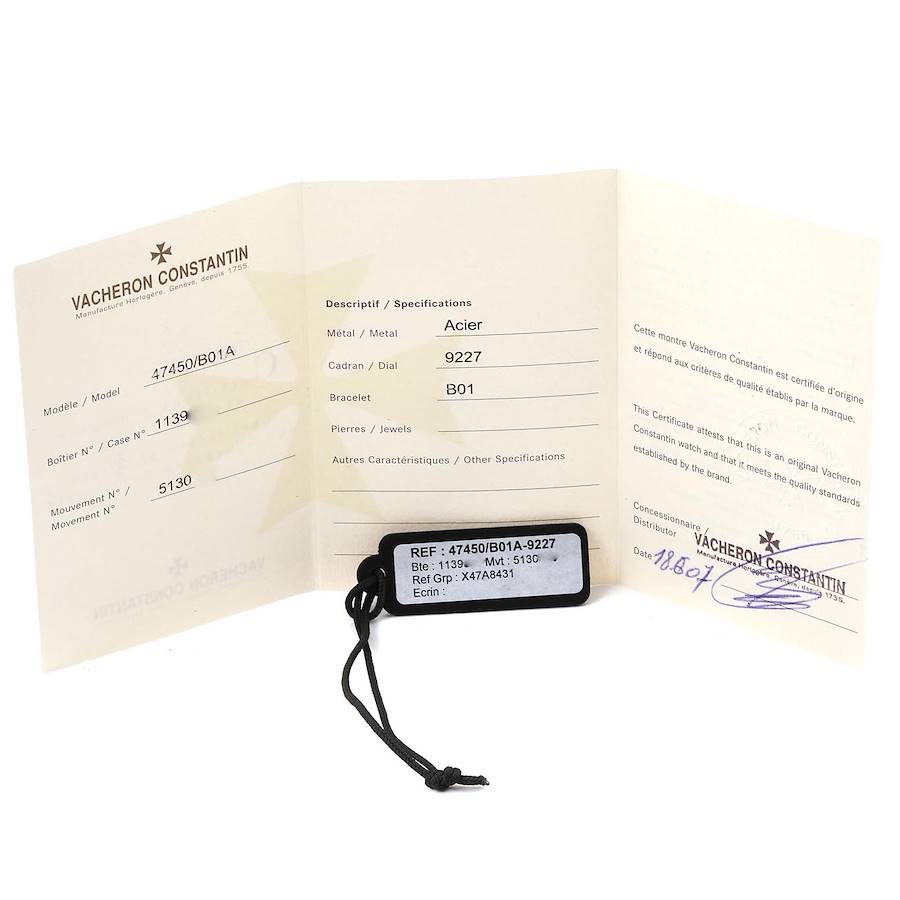Vacheron Constantin Overseas Dual Time Steel Mens Watch 47450