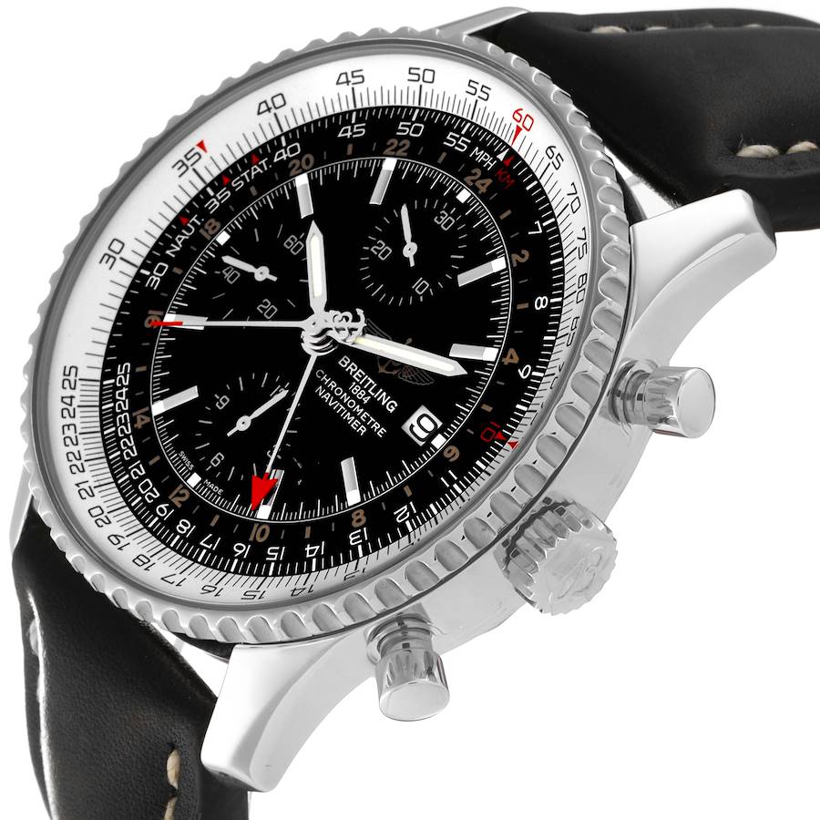 Breitling Navitimer World Black Dial Steel Mens Watch A24322