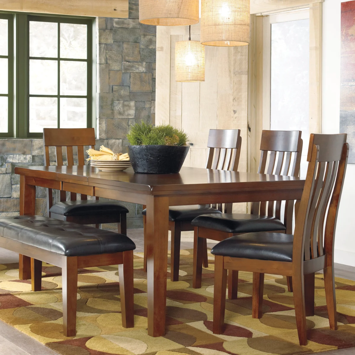 Medium Brown Extendable Dining Furniture Set