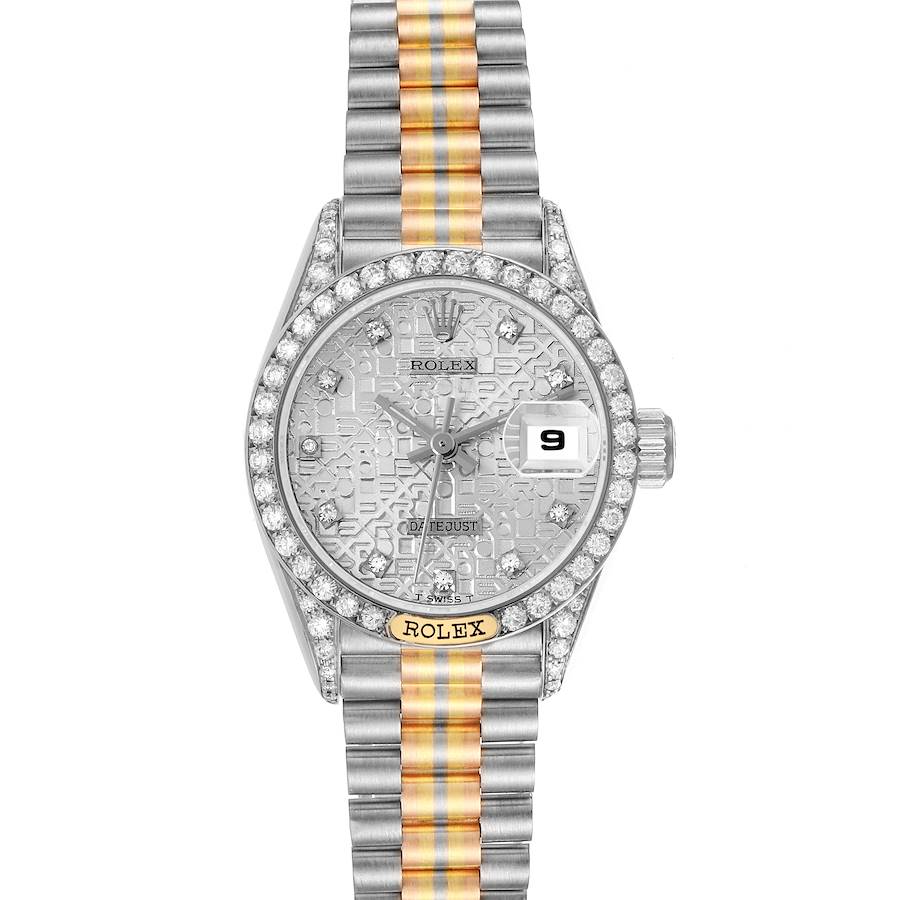 Rolex President Tridor White Yellow Rose Gold Diamond Ladies Watch 69159