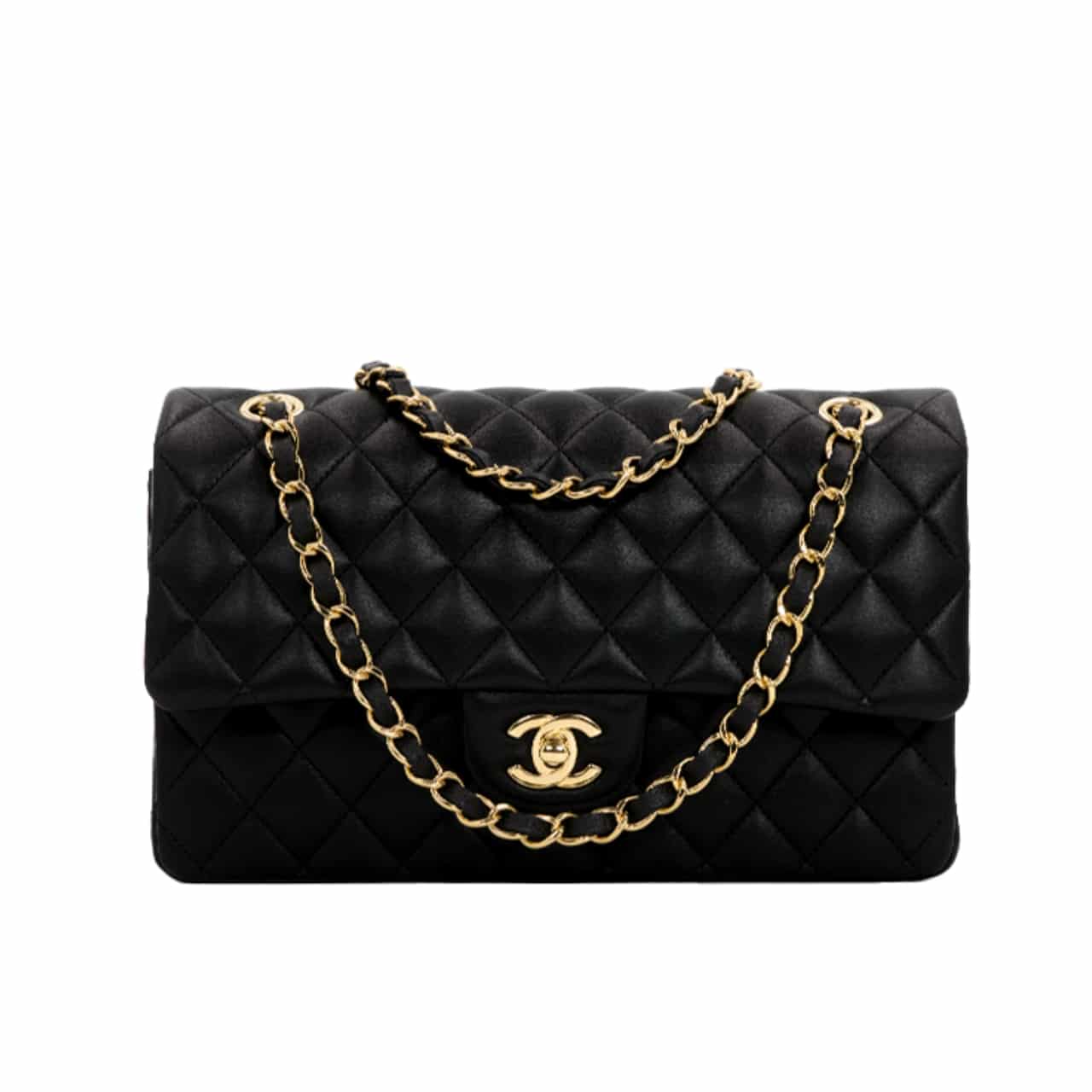 Chanel Classic Flap Black Gold Hardware 25Cm