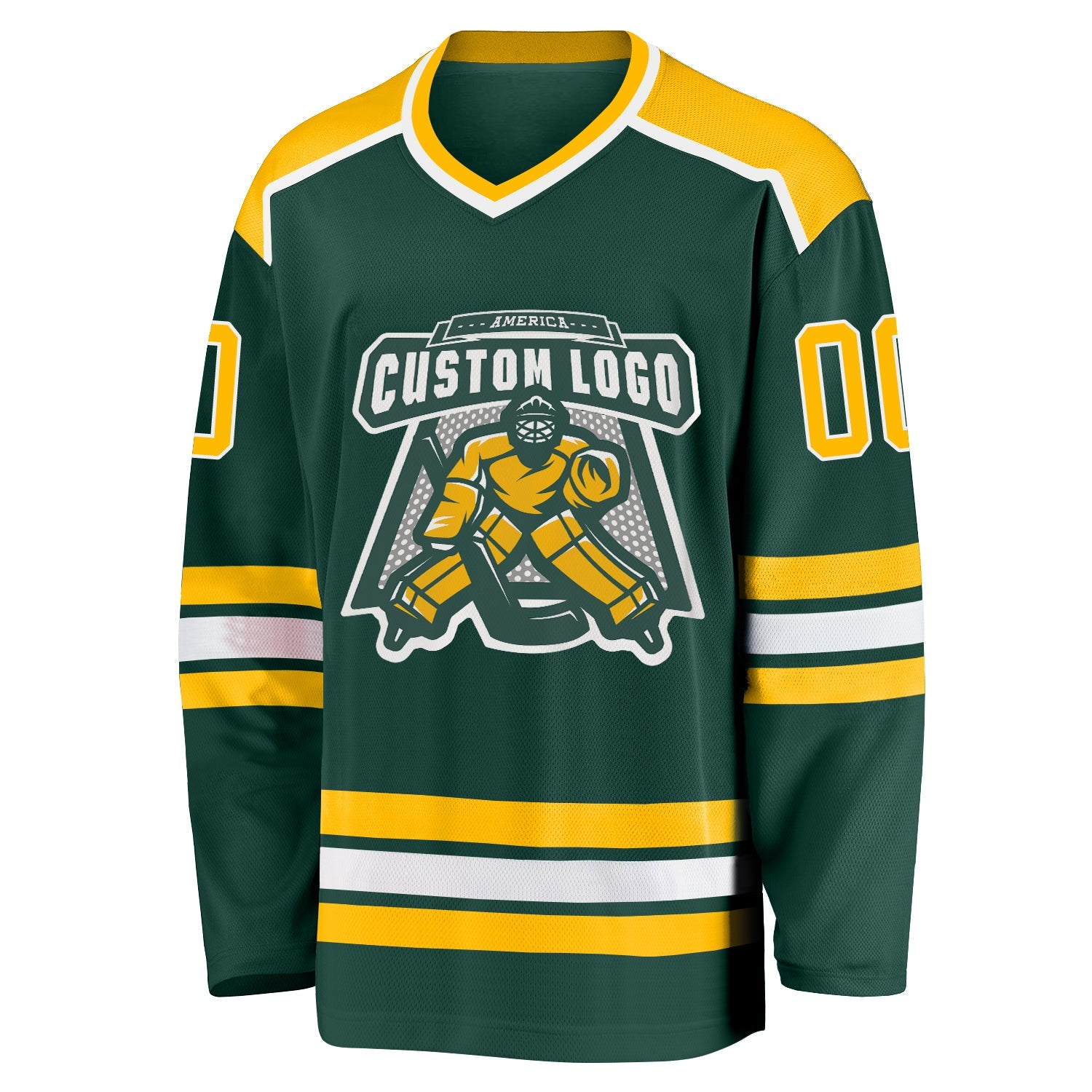 Custom Green Gold-White So Cool Hockey Jersey