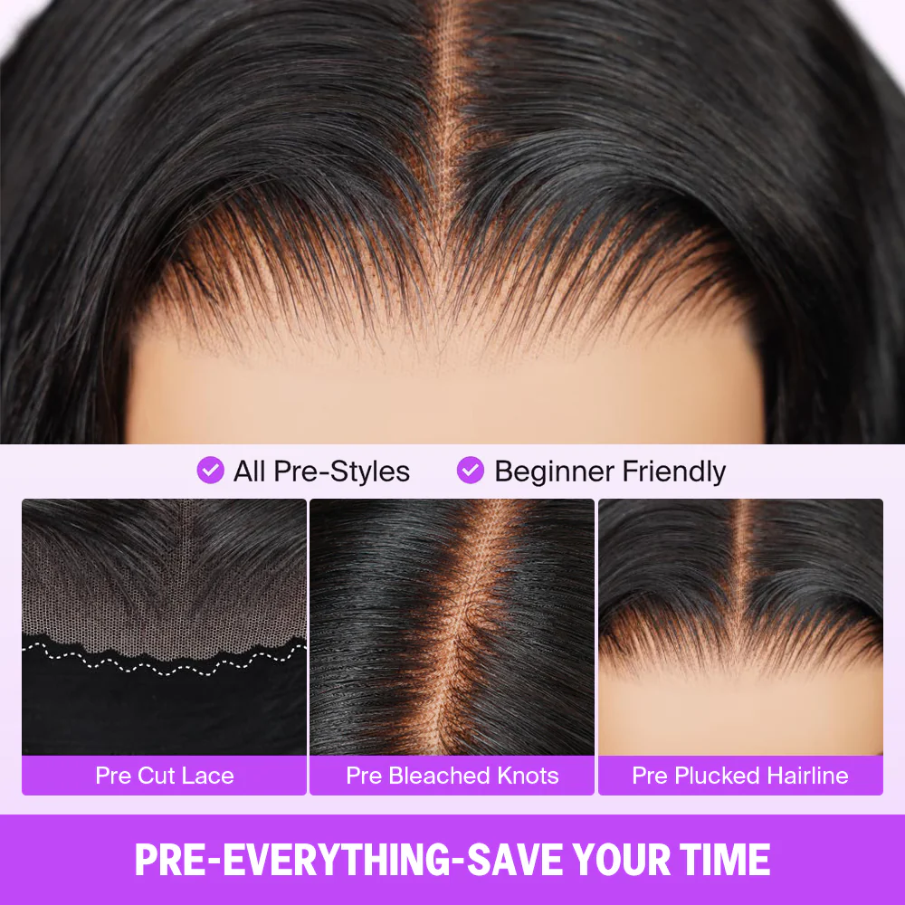 Megalook 6x5 Invisible Knots Glueless Chocolate Brown Loose Wave Bob Wigs Realistic Hairline Beginner Friendly