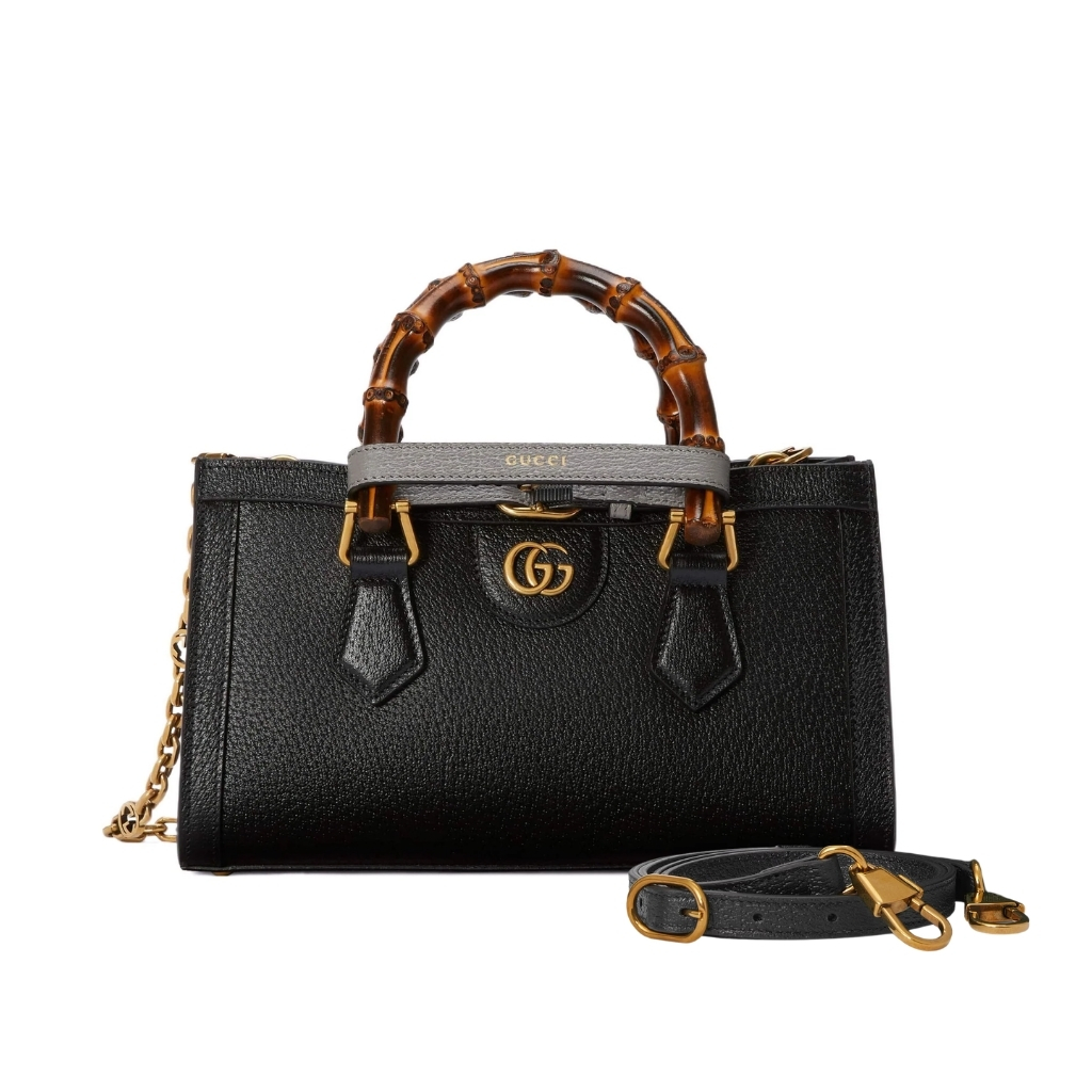 Gucci Diana Small Shoulder Bag Black Leather 25cm 735153 DJ24T 1092
