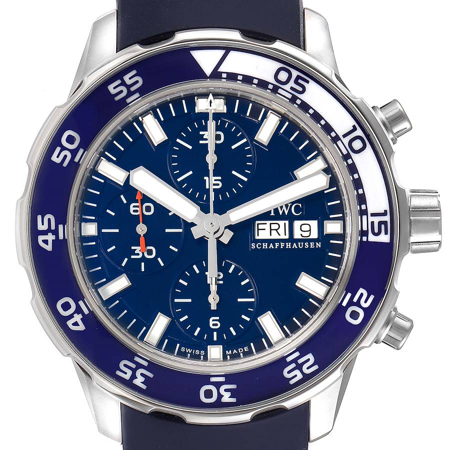 IWC Aquatimer Automatic Chrono Day Date Blue Strap Watch IW376711
