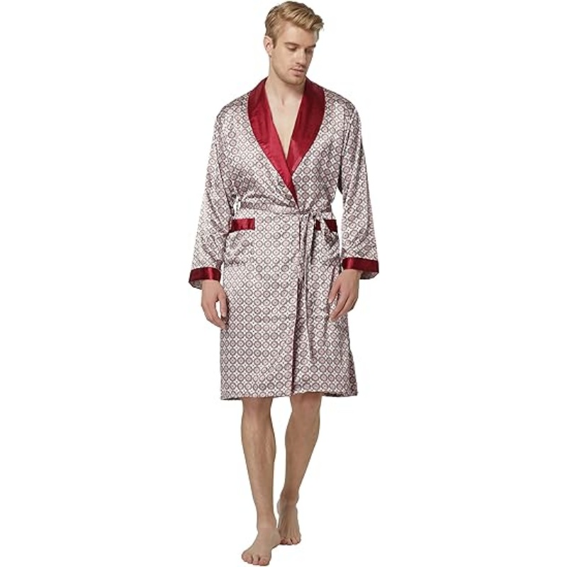 Men's Lightweight Satin Kimono Bathrobe Set